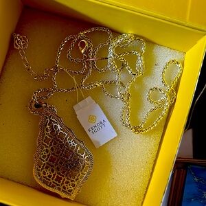 New Kendra Scott Gold Aiden long  filigree necklace
